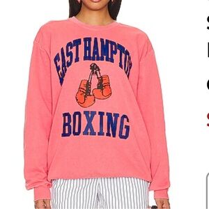 Revolve Firstport Coral East Hampton Boxing NY Graphic Sweatshirt Small Coastal